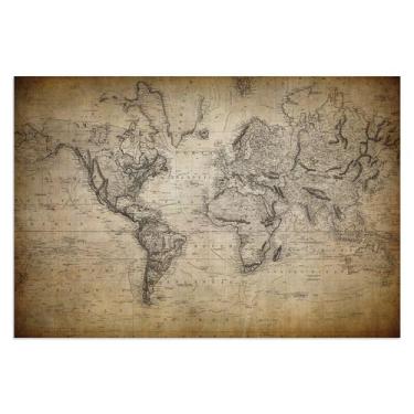 Imagem de Placa Decorativa Vintage Mapa Mundi Antigo 20x30cm - Quartinhos