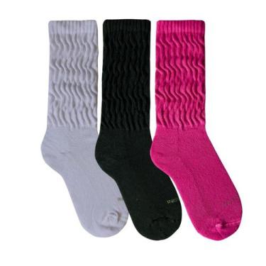 Imagem de Kit 3 Pares Meia Aerobica Algodão 5610 Cano Longo Academia Esporte Fit