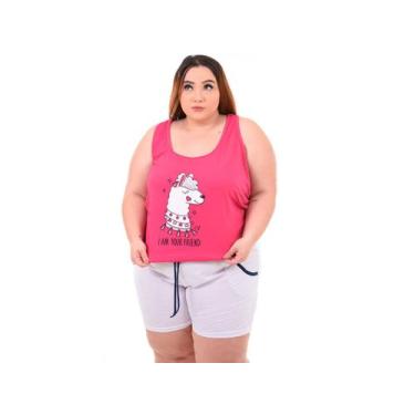 Imagem de Baby Doll Plus Size Malha Confortável Regata e Short Verão - Bella Fio