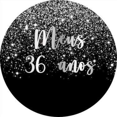 Imagem de Painel De Festa Redondo 1,50x1,50 - Efeito Glitter Prata Caindo Meus 3