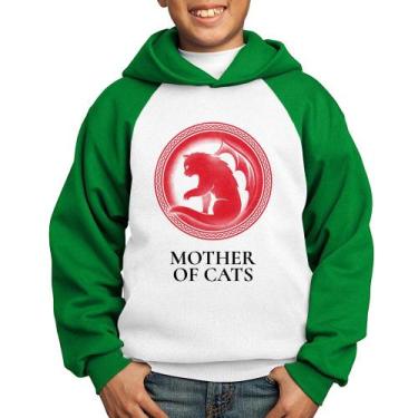 Imagem de Moletom Infantil Mother of Cats - Foca na Moda, Branco, Verde, 2