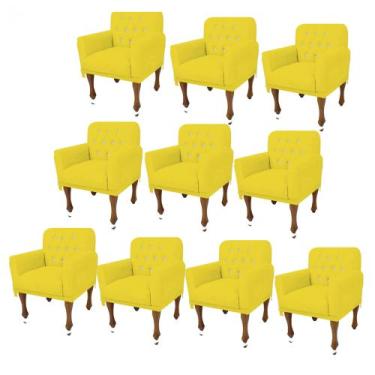 Imagem de Kit 10 Poltrona Cadeira Decorativa  Mona Luxo com Strass Sala de Estar