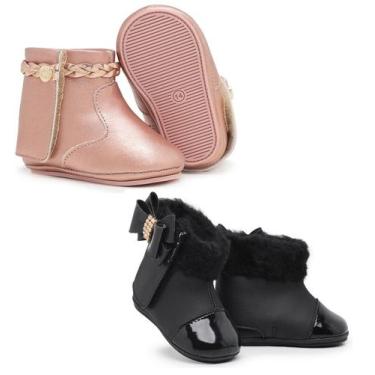Imagem de Kit 2 Pares De Botinha Feminina Infantil Menina Primeiros Passos - Ska