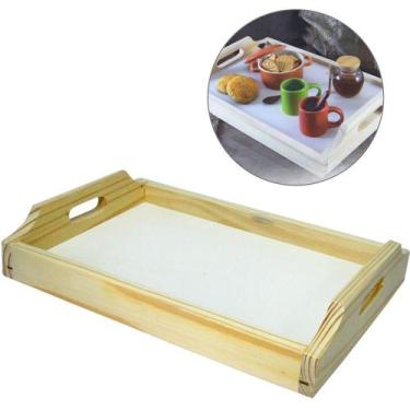 Imagem de Bandeja de madeira retangular 40x27cm -  ATA ARTEFATOS DE MADEIRA