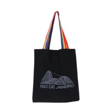 Imagem de Bolsa Ecobag 100% algodão Black PÃO DE AÇÚCAR (arco-íris) - CARIOCA MA