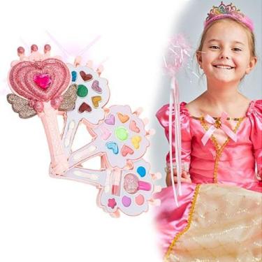 Imagem de Kit Estojo Paleta De Maquiagem Lavável Infantil Princesa Cosméticos Cr