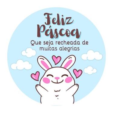 Imagem de 100 Adesivos Comemorativos Feliz Páscoa - 4cm Redondo - - 4Food Print