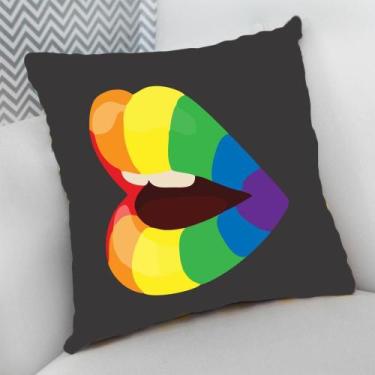 Imagem de Almofada Decorativa Cheia c/ Zíper 25x25cm coleção, Boca LGBT - Deluzz