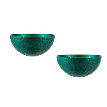 Imagem de Kit 2 Petisqueira Futebol Fibra Madeira Verde 240Ml - Bb Store