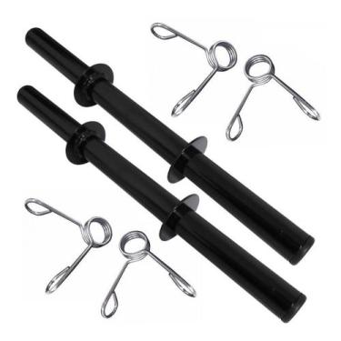 Imagem de Par de Barra Oca 40 cm  Halteres Dumbell com Presilhas Musculação Acad