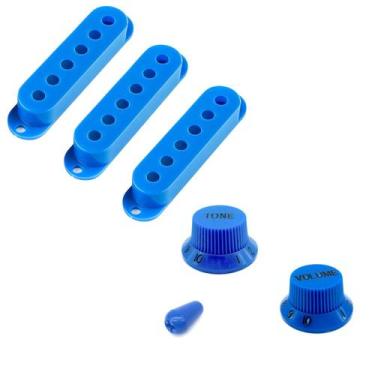 Imagem de Kit 3 capinha captador 1 knob volume tone ponta chave azul - SPIRIT