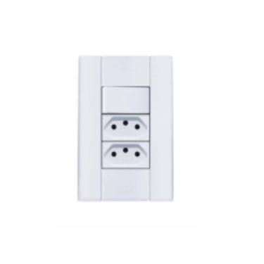 Imagem de Romazi 1 Interruptor Mdl 10a  + 2 Tomadas 10a 4x2 Branca Linha Mares 2