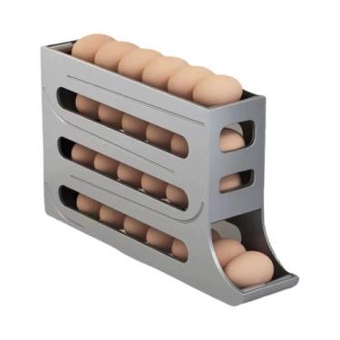 Imagem de Porta Ovos Dispenser Organizador de geladeira  4 andares - KF, Cinza