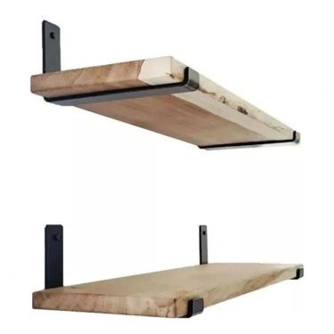 Imagem de Estante Suspensa Com Par De Mão Francesa 80x50x20cm Preta Para Hom