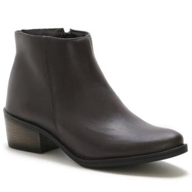 Imagem de Bota Botinha Feminina Beauty Cano Curto Ziper - Franboots, Café, 36