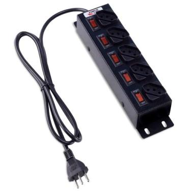 Imagem de Filtro de Linha com Disjuntores Rearmáveis Individuais 5 Tomadas Preto