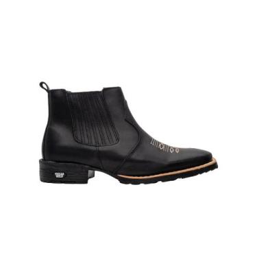 Imagem de Bota Masculino Texana Cano Curto Country Texas Gold Couro Bico Quadrad