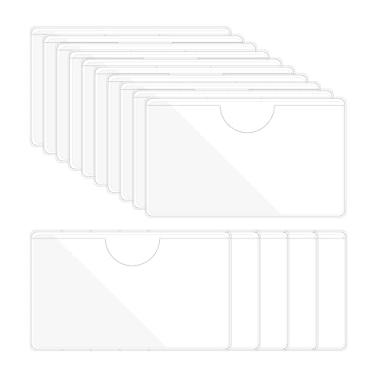 Imagem de PATIKIL Bolsos adesivos para cartão de 6 x 9,9 cm com abertura superior para carregar, 15 peças de porta-etiquetas de plástico para organizar e proteger caixas de armazenamento de cartões de visita