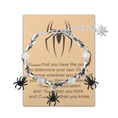 Imagem de FUSTMW Pulseira de aranha preta joias presentes para amantes de aranhas presentes de aranha de terror presentes de Halloween para mulheres joias, Large, Metal, nagem