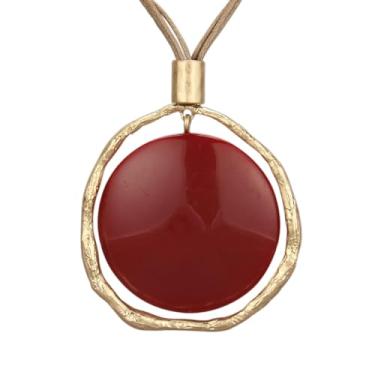 Imagem de joymiao Colar de couro para mulheres, pingente grande, gargantilha hippie, vintage, colar grosso, boêmio, para mulheres, Couro sintético Zinco, Sem Pedra Preciosa