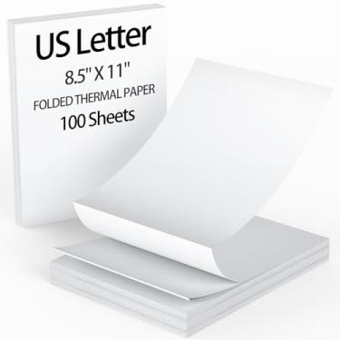 Imagem de 9527 Product Papel para impressora térmica de 21 x 28 cm, branco, tamanho carta dos EUA, papel térmico com linha perfurada, impressão contínua dobrada, compatível com impressora térmica portátil A4,