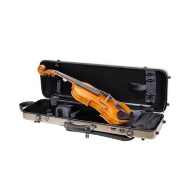 Imagem de Crossrock Estojo de violino oblongo de carbono poli para tamanho 4/4 | Acabamento champanhe fosco, higrômetro, bolsa de música, armazenamento de acessórios – revestimento rígido leve