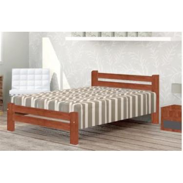 Imagem de Cama Queen Size Itália de Madeira Maciça Angelim Pedra/Tauari - Cor Imbuia