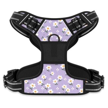 Imagem de Rnivvi Peitoral para cães, flor fofa, sem puxar, tamanho extra pequeno, peitoral reflexivo para filhotes e gatinhos, colete ajustável para cães pequenos, gatos, peitoral para animais de estimação com