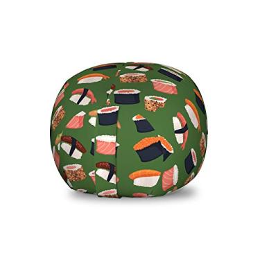 Imagem de Ambesonne Cadeira de brinquedo para amantes de cães, cadeira, pequeno corgi pulando corrida e em pé desenho animado fundo de coração, organizador de animais de pelúcia saco lavável para crianças Small Size Green Black