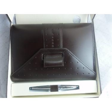 Imagem de Cross Autocross marrom italiano couro granulado de flor integral, agenda pessoal com caneta cruzada personalizada