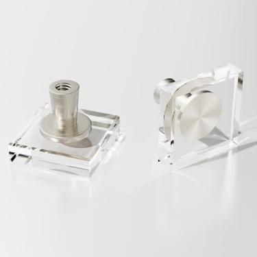 Imagem de Armário de cozinha de cristal, 8 maçanetas transparentes, puxadores de armário, gavetas, gavetas, armário de vidro, ferragens quadradas, latão acetinado, cobre, banheiro, quarto, puxador de níquel