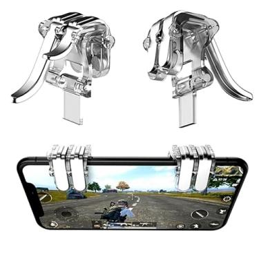 Imagem de Controle de 6 dedos para telefone, botão de mira de gatilho de joystick de jogo L1R1 L2R2 Shooter Gamepad para jogo de tiro