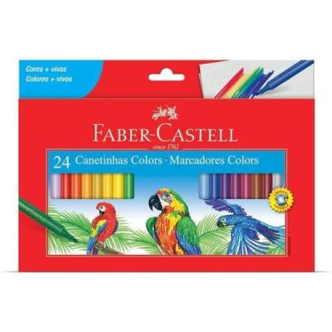 Imagem de Canetinha Hidrográfica 24 Cores Lavável Faber Castell Escolar - Faber-