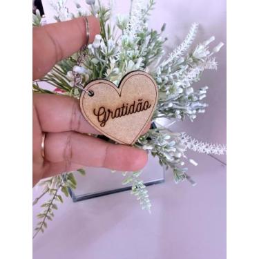 Imagem de Chaveiro Coração gratidão 100 unidades MDF, decoração, festa - MAVIN