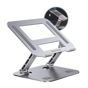 Imagem de Suporte de Notebook Laptop Alumínio Ajustável - Suporte Ajustável Tablet Ergonômico Com Ventilação e Design Antiderrapante Compatível com MacBook Pro Air Compatível Notebooks e tablets