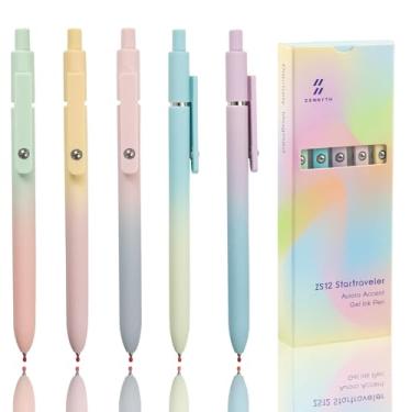 Imagem de ELANE 5 canetas de gel coloridas, canetas de tinta preta de 0,5 mm de ponta fina de secagem rápida para anotações, anotações e escritas, canetas de alta qualidade para presentes para estudantes