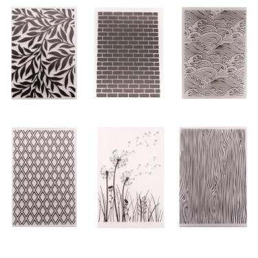 Imagem de Pastas em relevo para fazer cartões, 6 peças, fundo faça você mesmo, modelo para álbum de fotos, cartão, papel artesanal, decoração de bolos