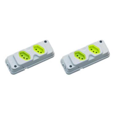 Imagem de Kit C/2 - Tomada Barra Fiolux   Dupla 20A 2 Polos+Terra C...