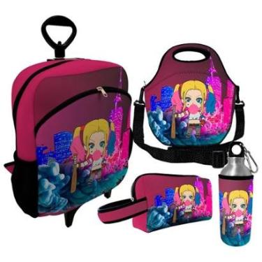 Imagem de Kit Escolar Infantil Mochila de Rodinha + Lancheira Térmica + Necessaire Plus + Squeeze de Alumíni-Unissex