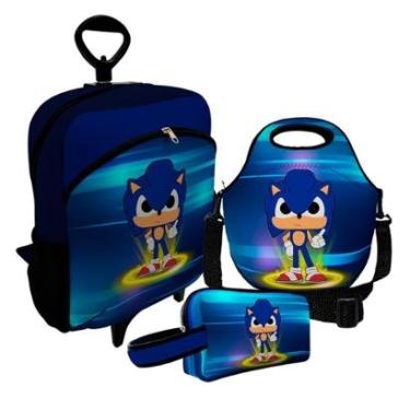 Imagem de Kit Escolar Mochila de Rodinha + Lancheira + Necessaire Plus – ISOPRENE – Menino Sônico-Unissex