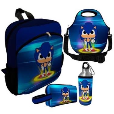 Imagem de Kit Escolar Infantil Mochila de Costas + Lancheira Térmica + Necessaire Plus + Squeeze de Alumínio-Unissex