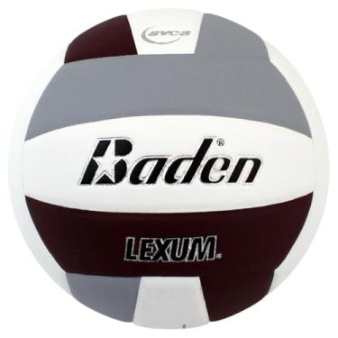 Imagem de Baden | Lexum | Microfibra Composto Premium de Voleibol Oficial para Jogos de Ensino Médio | Tamanho Oficial 13U a 18U + Peso | Aprovado pela AVCA | Castanho/Cinza/Branco