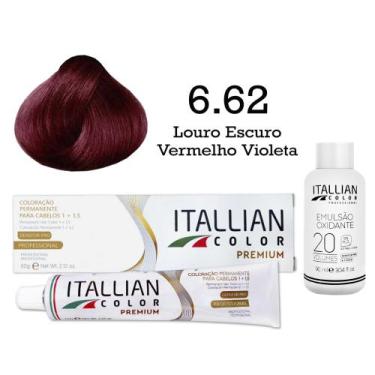 Imagem de Coloração 6.62 Louro Escuro Vermelho Violeta + Oxi 20 Vol  Itallian Co