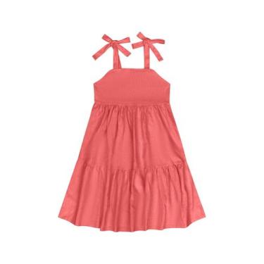 Imagem de Vestido com Alças em Tecido para Menina Guloseima, Coral, 4