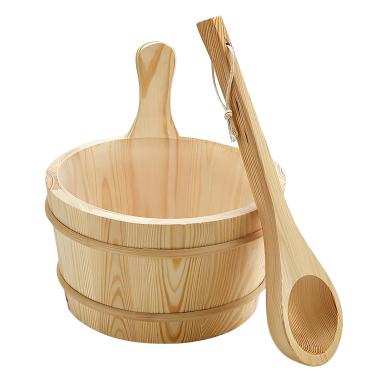 Imagem de Madrigal Conjunto de balde e concha de madeira de pinho finlandês premium de 4 litros, acessórios de sauna de madeira de luxo para homens e mulheres, conjunto autêntico de balde de sauna de cedro