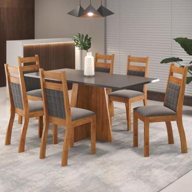 Imagem de Mesa de Jantar 6 Lugares Click Mel/Cinza/Grafite - Viero Móveis, Cinza