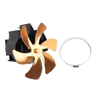 Imagem de Ventilador de fogão Grcfumo de 6 lâminas na chaminé, ventilador de lareira com tubo de liga de alumínio, ventilador de fogão suspenso com suporte de montagem para casa e escritório (Gold)