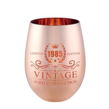 Imagem de xilaxila Presentes de aniversário de 40 anos para mulheres - Taça de vinho vintage 1985 - Decorações de aniversário de 40 anos para ela - Ideias engraçadas de presente de aniversário (taça de vinho,