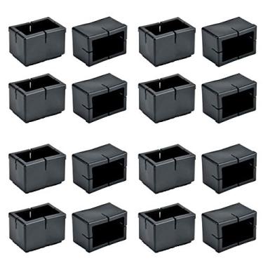 Imagem de (Rectangle, Black) - Chair Leg Caps, WarmHut 16pcs Transparent Clear Silicone Table Furniture Leg Feet Tips Covers Wood Floor Protectors, Felt Pads, Anti-slip Prevent Scratches, (Rectangle)(Black)