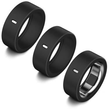 Imagem de Pacote com 3 capas compatíveis com Oura Ring Gen 4/Oura Ring Gen 3 Horizon/Heritage, Surport Charging com capa, protetor de silicone elástico antiarranhões para homens e mulheres (tamanho 4, preto * 3